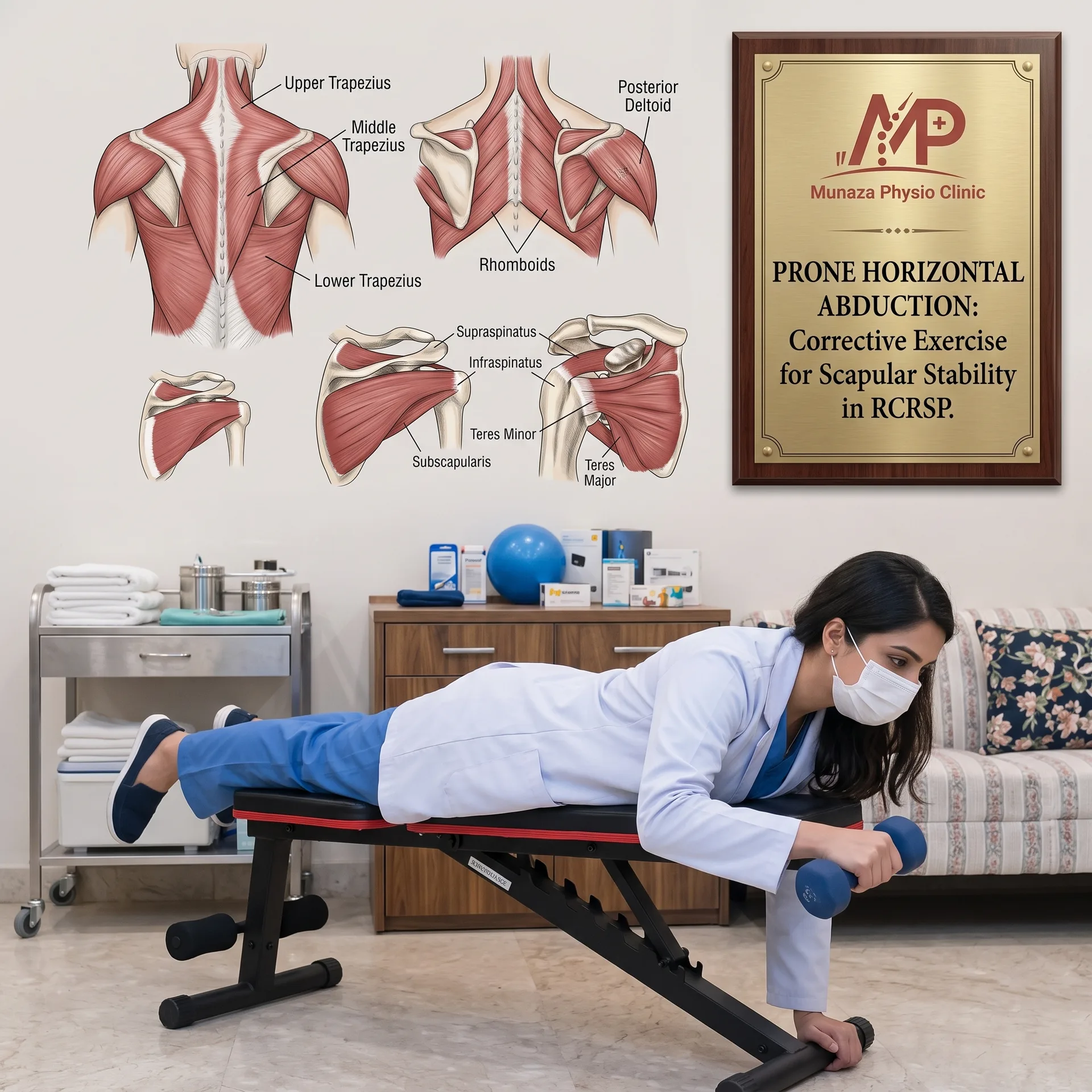 Physiotherapist assessing a patient's shoulder for rotator cuff-related pain