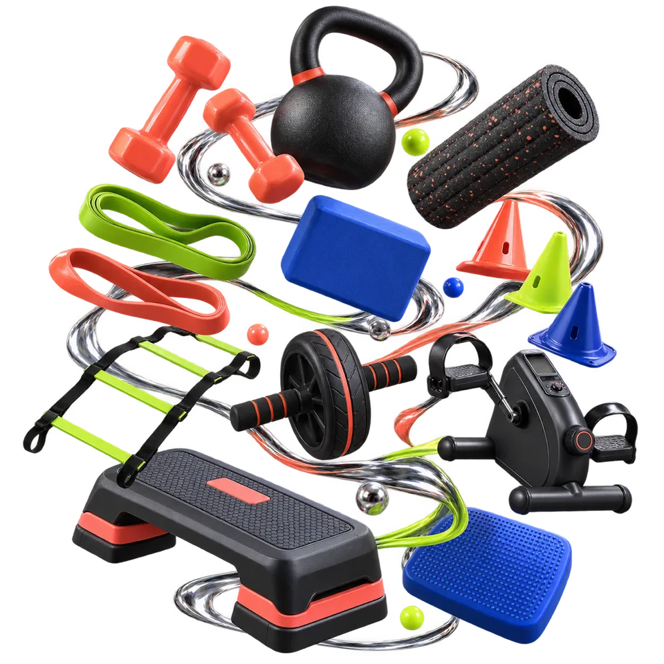 3D collection of sports rehabilitation strength, mobility and agility equipment