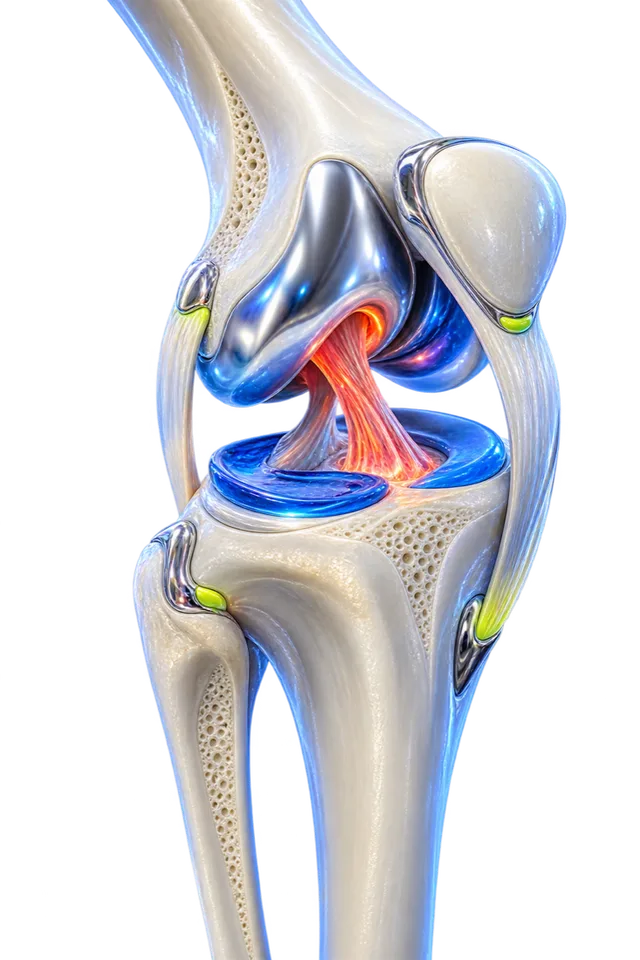 3D knee anatomy highlighting the anterior cruciate ligament