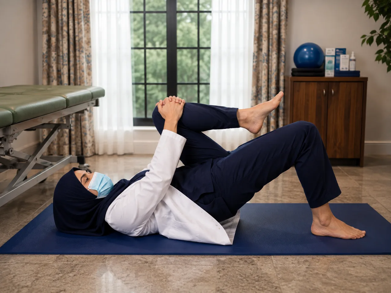 Physiotherapist assessing lower back stiffness related to facet joint pain